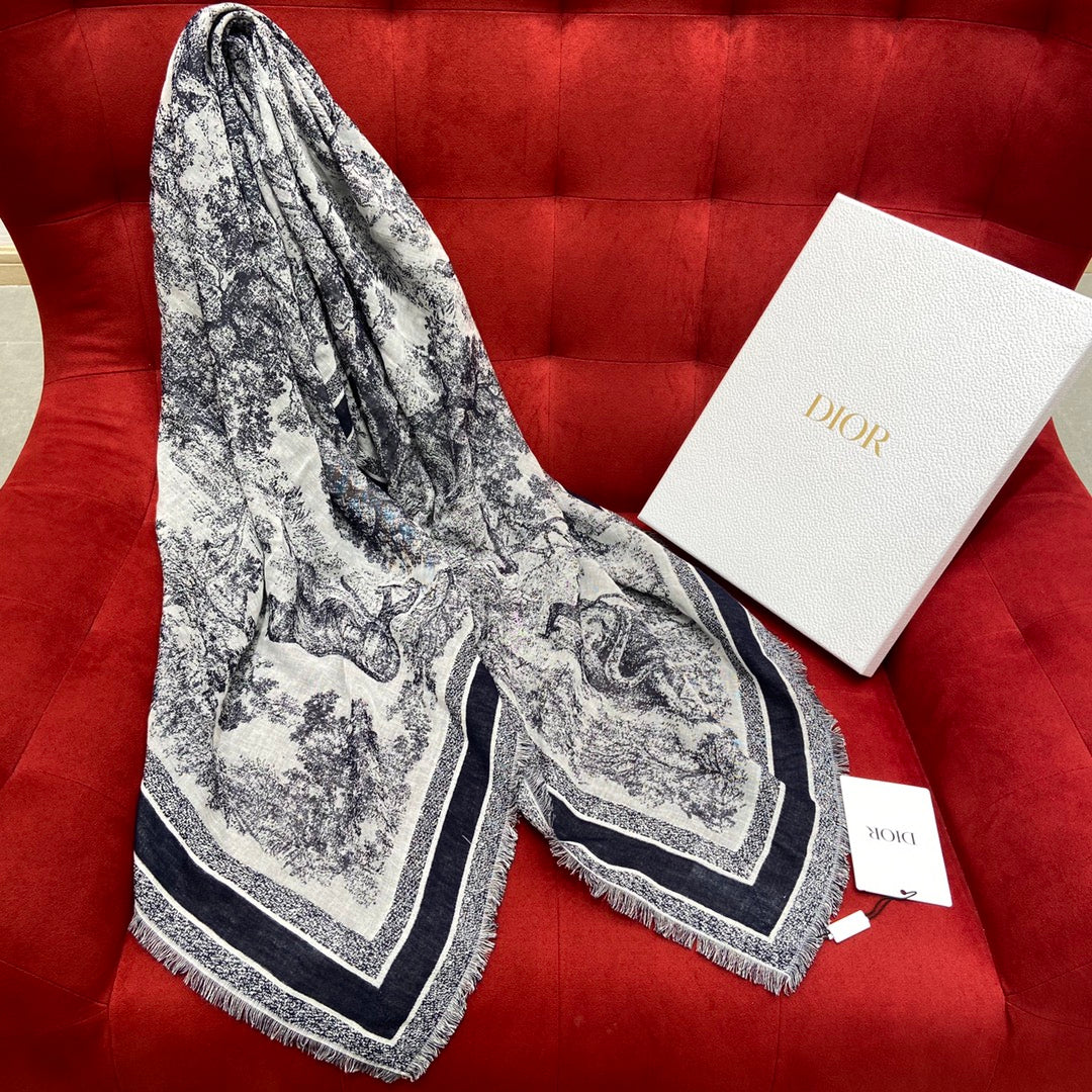 DIOR SCARF 140 CM IN WOOL MIX SILK 667138