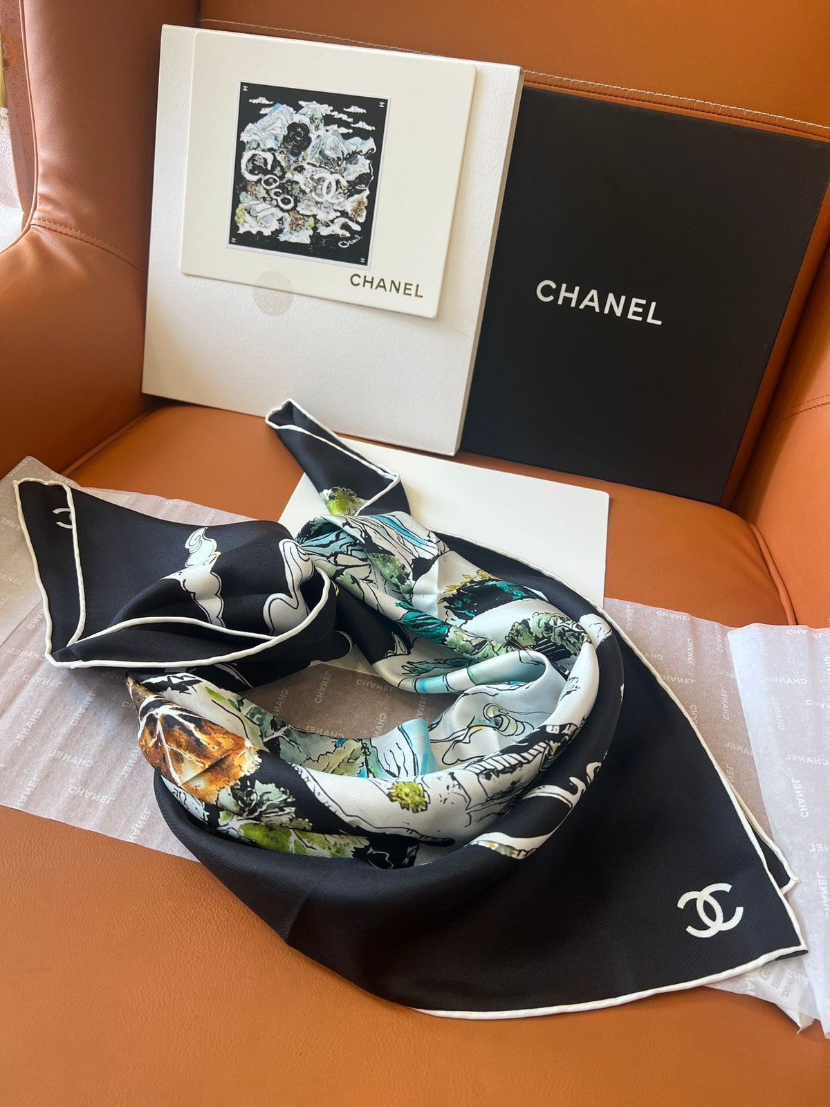 CHANEL 25S SCARF 90 IN SILK 715642