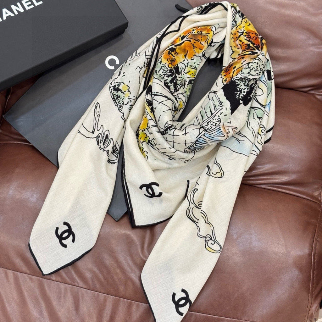 CHANEL 25S SCARF 135 IN CASHMERE 991637