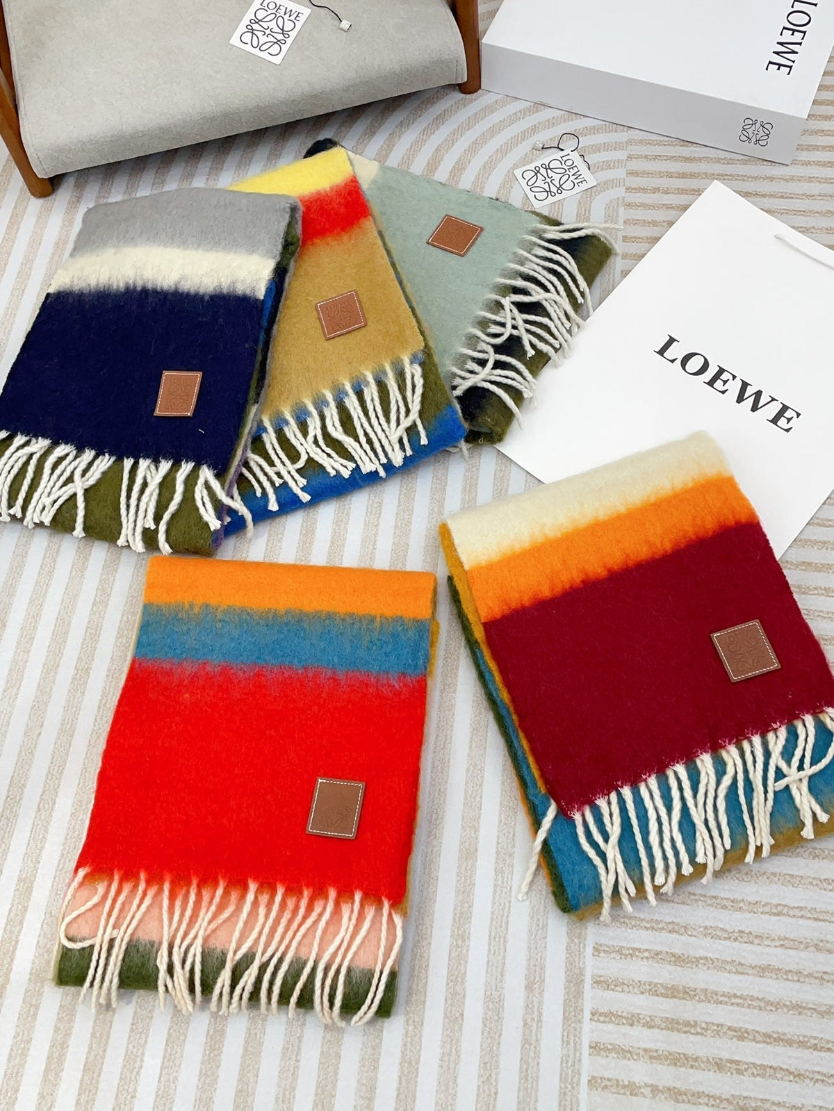 LOEWE SCARF 185 CM IN COLORFUL GRADIENT WOOL AND MOHAIR 396249