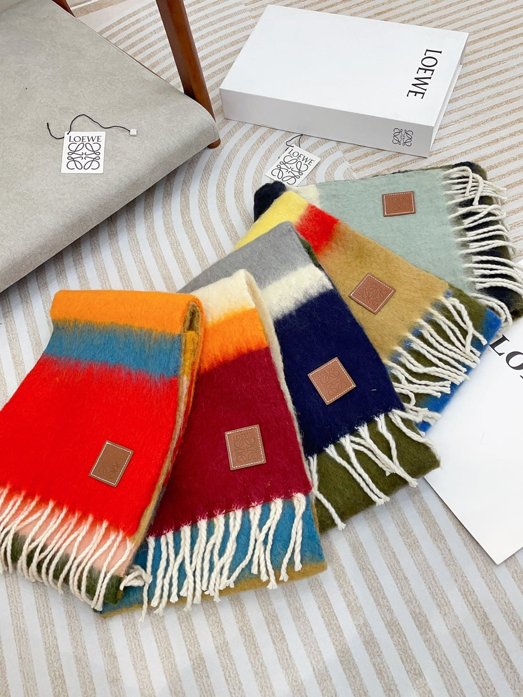 LOEWE SCARF 185 CM IN COLORFUL GRADIENT WOOL AND MOHAIR 396250
