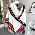 DIOR LARGE SHAWL 140 CM IN WHITE MIX COLORFUL CASHMERE AND WOOL 416843