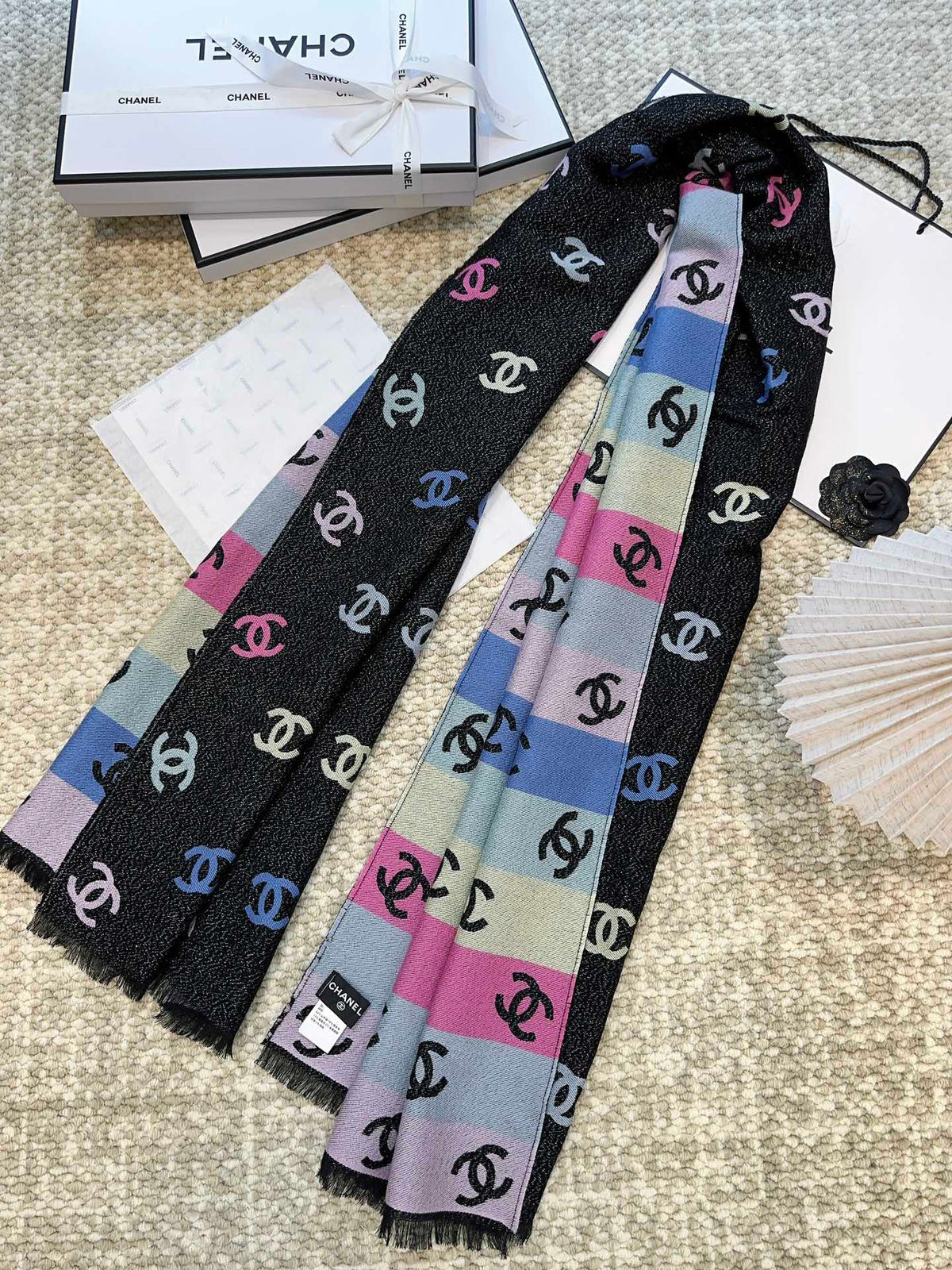 CHANEL 25S SCARF 187 IN CASHMERE 876277