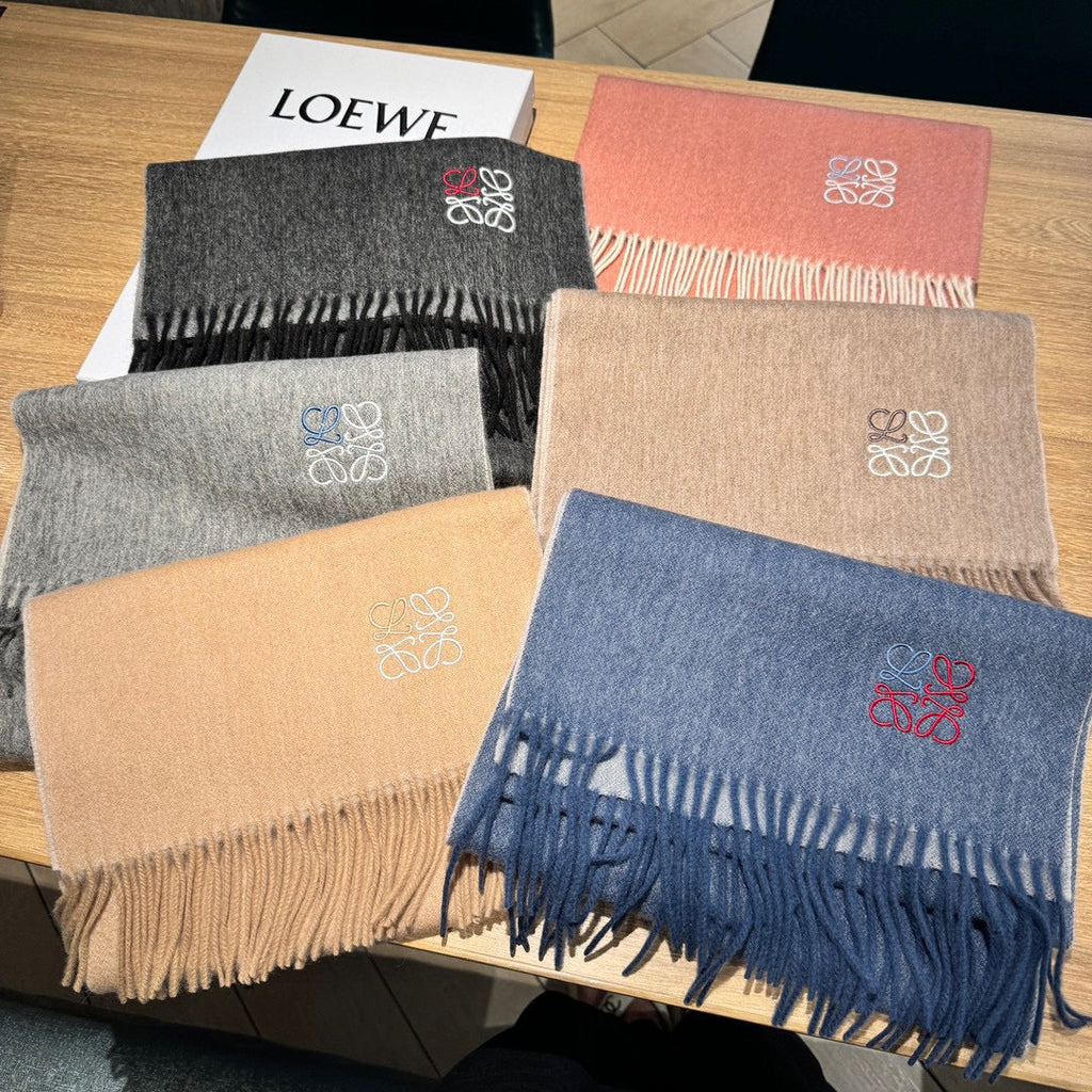 LOEWE SCARF 180 CM IN DARK GRAY CASHMERE 407384