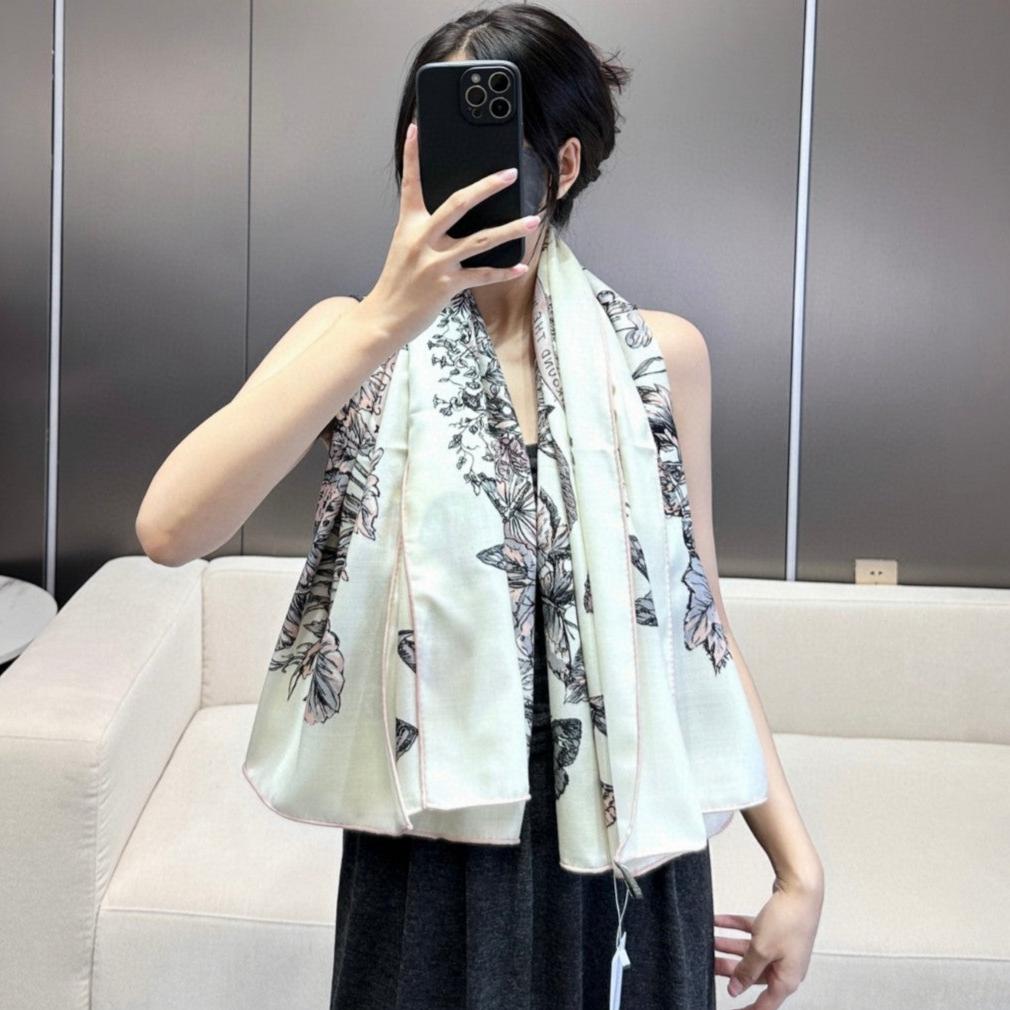 DIOR SQUARE SCARF 140 CM IN COLORFUL CASHMERE AND SILK 403837