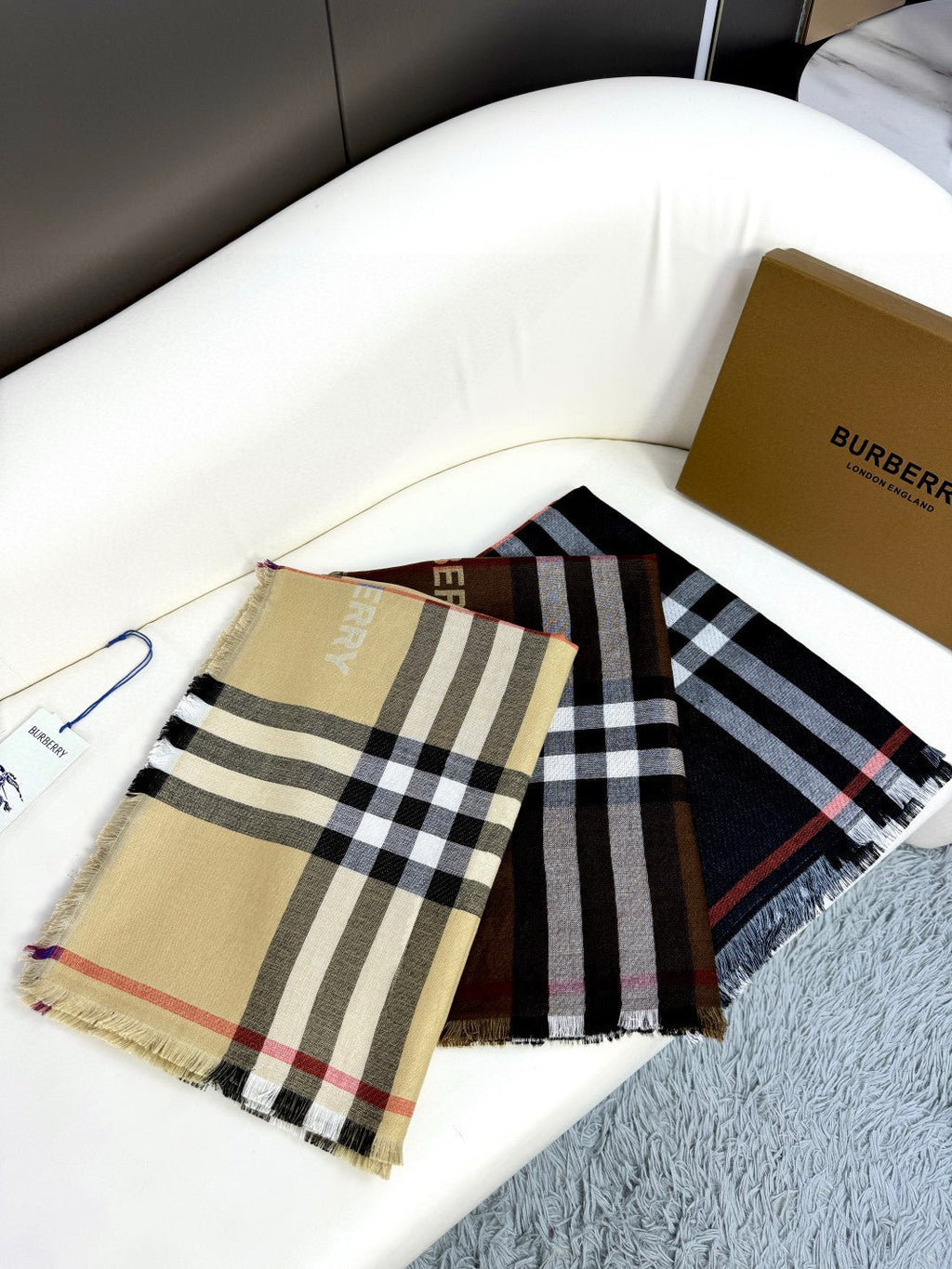 BURBERRY BBR SCARF 220 CM IN SILK CASHMERE 481239