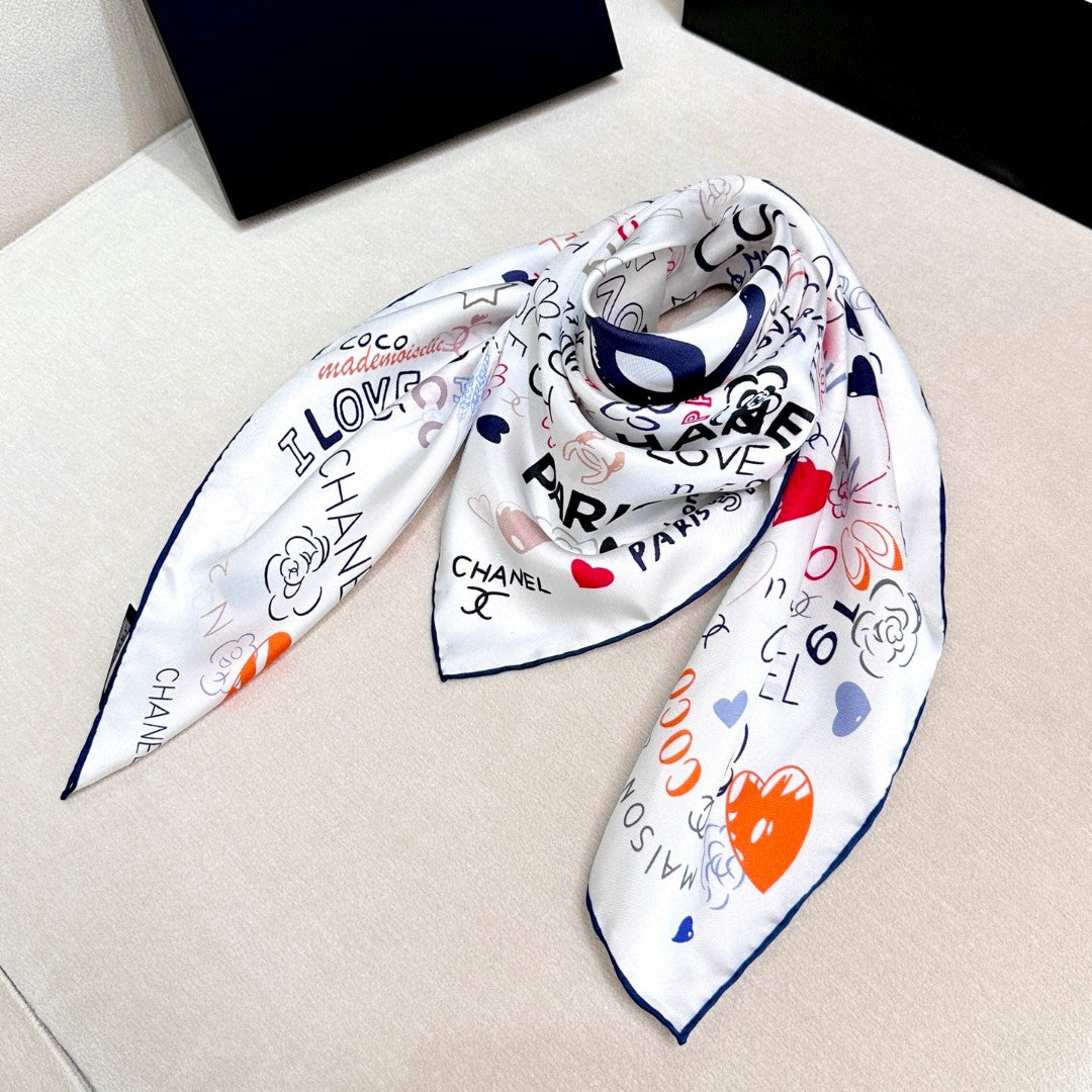 CHANEL 25S SCARF 90 IN SILK 730662