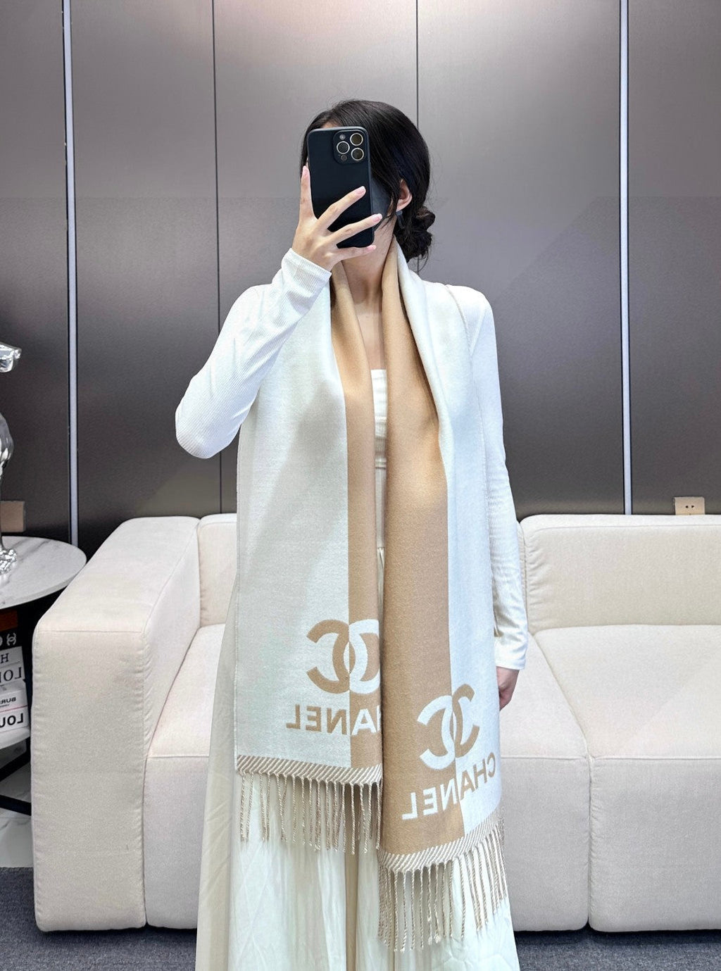 CHANEL 25S SCARF 184 IN MERINO WOOL 727323