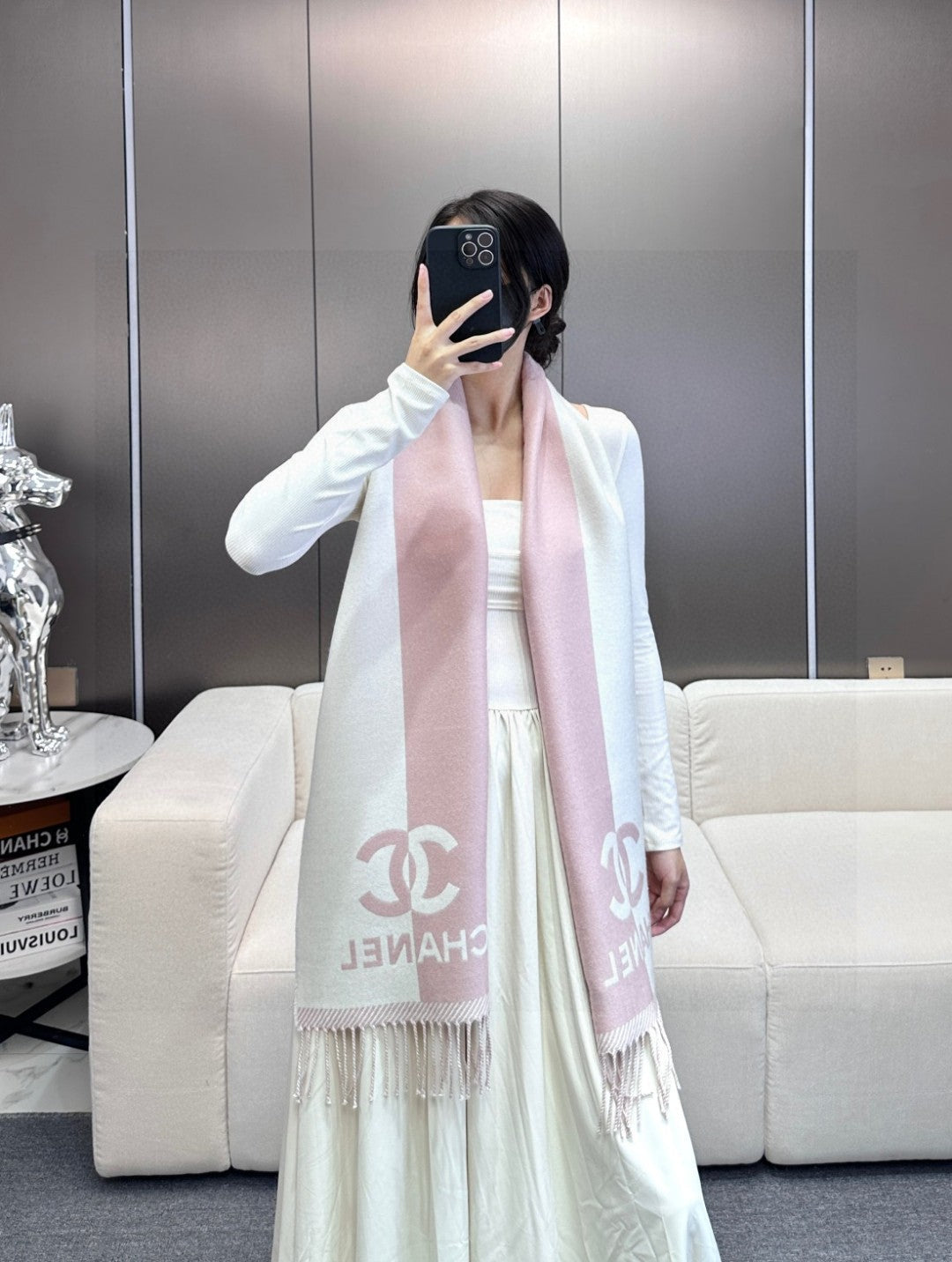 CHANEL 25S SCARF 184 IN MERINO WOOL 727322