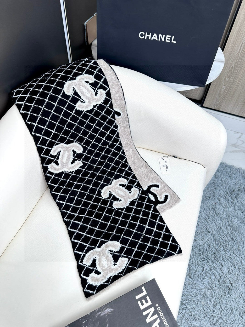 CHANEL 25S SCARF 185 IN CASHMERE 721525