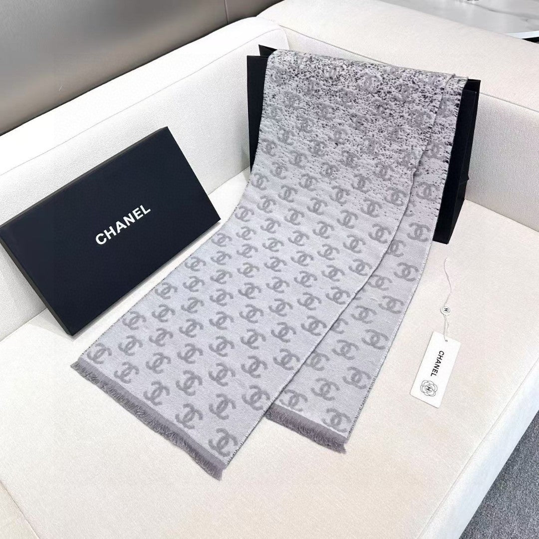 CHANEL 25S SCARF 185 IN CASHMERE WOOL 733953