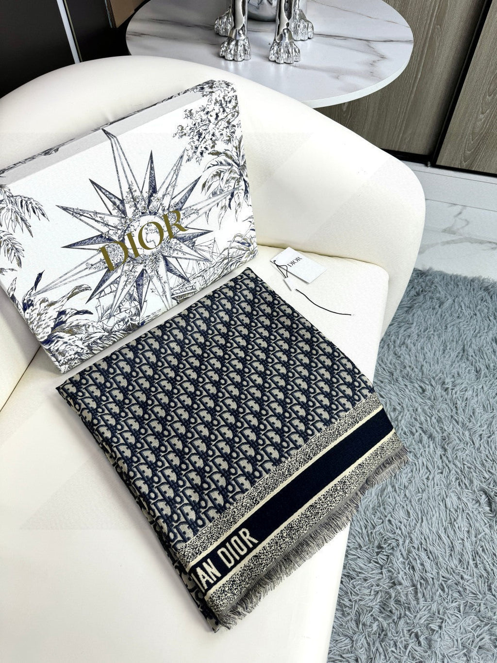DIOR SCARF 140 CM IN SILK-WOOL BLEND 702040