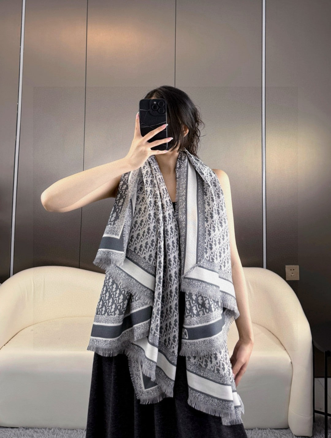 DIOR SCARF 140 CM IN SILK-WOOL BLEND 702041